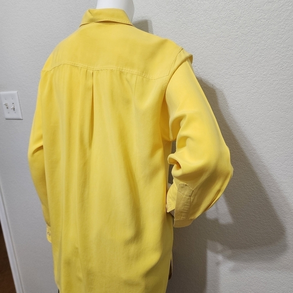 Diane Von Furstenberg Yellow Silk Button Down Tunic Top Size M - Picture 11 of 13